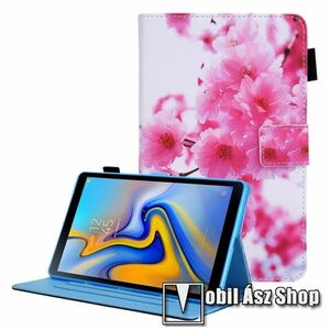 Notesz tok / mappa tok - JAPÁN CSERESZNYEFAVIRÁG MINTÁS - asztali tartó funkciós, oldalra nyíló, mágneses záródás, ceruzatartó, bankkártyatartó zsebekkel, szilikon belső - SAMSUNG Galaxy Tab A8 10.5 (2021) (SM-X200/SM-X205) kép