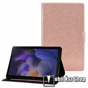 Notesz tok / mappa tok - ROSE GOLD CSILLÁMOS MINTÁS - csillogó, asztali tartó funkciós, oldalra nyíló, mágneses záródás, bankkártyatartó zsebekkel, ceruzatartó, szilikon belső - SAMSUNG Galaxy Tab A8 10.5 (2021) (SM-X200/SM-X205) kép