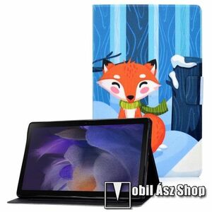 Notesz tok / mappa tok - RÓKA MINTÁS - asztali tartó funkciós, oldalra nyíló, mágneses záródás, bankkártyatartó zsebekkel, szilikon belső - SAMSUNG Galaxy Tab A8 10.5 (2021) (SM-X200/SM-X205) kép