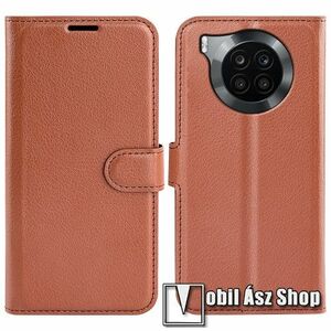 WALLET notesz tok / flip tok - BARNA - asztali tartó funkciós, oldalra nyíló, rejtett mágneses záródás, bankkártyatartó zseb, szilikon belső - HUAWEI nova 8i / Honor 50 Lite / Honor X20 kép