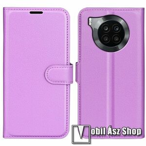 WALLET notesz tok / flip tok - LILA - asztali tartó funkciós, oldalra nyíló, rejtett mágneses záródás, bankkártyatartó zseb, szilikon belső - HUAWEI nova 8i / Honor 50 Lite / Honor X20 kép