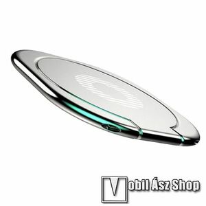 UNIVERZÁLIS fém ujjgyűrű - EZÜST - elforgatható, készülékre ragasztható, biztos fogás készülékéhez, tapadófelület mágneses autós tartóhoz kép