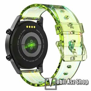 Okosóra szíj - szilikon - ÁTLÁTSZÓ ZÖLD - 119mm+95mm hosszú, 22mm széles - SAMSUNG Galaxy Watch 46mm / Watch GT2 46mm / Watch GT 2e / Galaxy Watch3 45mm / Honor MagicWatch 2 46mm kép