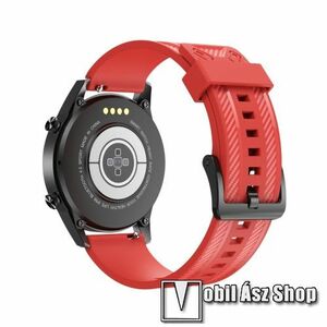 Okosóra szíj - PIROS - szilikon, karbon mintás - 115mm + 95mm hosszú, 22mm széles - HUAWEI Watch GT / HUAWEI Watch 2 Pro / Honor Watch Magic / HUAWEI Watch GT 2 46mm kép