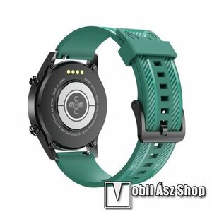 Okosóra szíj - ZÖLD - szilikon, karbon mintás - 115mm + 95mm hosszú, 22mm széles - HUAWEI Watch GT / HUAWEI Watch 2 Pro / Honor Watch Magic / HUAWEI Watch GT 2 46mm kép