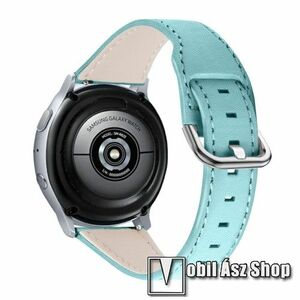 Okosóra szíj - VILÁGOSKÉK - valódi bőr - 80mm + 120mm hosszú, 22mm széles - HUAWEI Watch GT / HUAWEI Watch Magic / Watch GT 2 46mm / Watch GT 2e kép