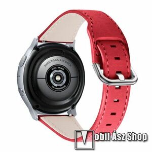 Okosóra szíj - PIROS - valódi bőr - 80mm + 120mm hosszú, 22mm széles - HUAWEI Watch GT / HUAWEI Watch Magic / Watch GT 2 46mm / Watch GT 2e kép