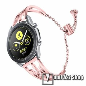 Okosóra szíj - ROSE GOLD - rozsdamentes acél, strassz köves, 22mm széles - HUAWEI Watch GT / HUAWEI Watch Magic / Watch GT 2 46mm / Samsung Gear S3 Classic / Frontier kép