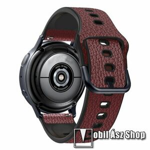 PU bőr okosóra szíj - SÖTÉTBARNA - 120mm + 89mm hosszú, 20mm széles, szilikon belső - SAMSUNG Galaxy Watch 42mm / Xiaomi Amazfit GTS / SAMSUNG Gear S2 / HUAWEI Watch GT 2 42mm / Galaxy Watch Active / Active 2 kép