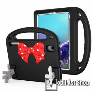Shockproof EVA habszivacs védő tok - kitámasztható, hordozó füllel, asztali tartó funkciós, levehető masni - ERŐS VÉDELEM! - FEKETE - Apple iPad mini 2024, 2021 kép