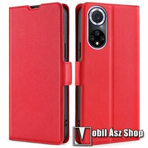 WALLET notesz tok / flip tok - PIROS - asztali tartó funkciós, oldalra nyíló, rejtett mágneses záródás, bankkártyatartó zseb, szilikon belső - HUAWEI nova 9 / Honor 50 kép