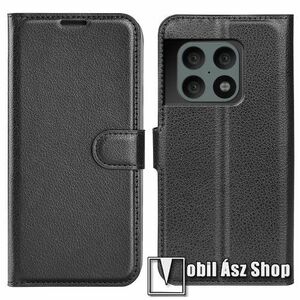 WALLET notesz tok / flip tok - FEKETE - asztali tartó funkciós, oldalra nyíló, rejtett mágneses záródás, bankkártyatartó zseb, szilikon belső - OnePlus 10 Pro kép