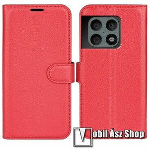 WALLET notesz tok / flip tok - PIROS - asztali tartó funkciós, oldalra nyíló, rejtett mágneses záródás, bankkártyatartó zseb, szilikon belső - OnePlus 10 Pro kép