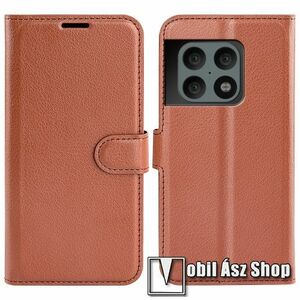 WALLET notesz tok / flip tok - BARNA - asztali tartó funkciós, oldalra nyíló, rejtett mágneses záródás, bankkártyatartó zseb, szilikon belső - OnePlus 10 Pro kép