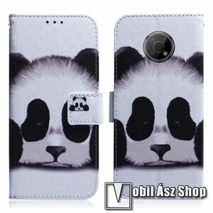 Notesz / mappa tok - PANDA MINTÁS - oldalra nyíló, rejtett mágneses záródás, belső zseb, asztali tartó funkció, szilikon belső - NOKIA G300 kép