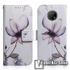 Notesz / mappa tok - VIRÁG MINTÁS - oldalra nyíló, rejtett mágneses záródás, belső zseb, asztali tartó funkció, szilikon belső - NOKIA G300 kép