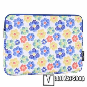 CANVASARTISAN G51-01 tablet / Laptop UNIVERZÁLIS tok / táska - VIRÁG MINTÁS - Szövet, PU bőr, cseppálló, bársonyos belső, ütődésálló - 15"-os készülékekig használható, belső méret 398 x 280 x 24mm kép