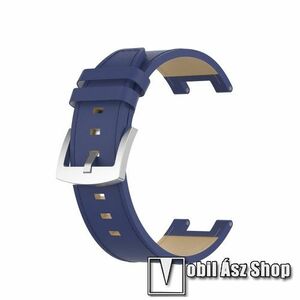 Okosóra szíj - KÉK - valódi bőr, 123mm + 93mm hosszú, csavarhúzóval, TENGELY NÉLKÜL! - Xiaomi Amazfit T-Rex / Amazfit T-Rex Pro kép