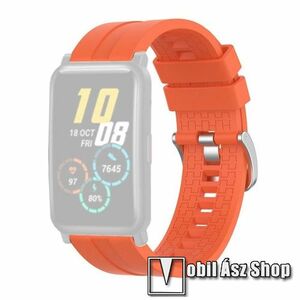 Okosóra szíj - környezetbarát szilikon - NARANCSSÁRGA - 122mm + 91mm hosszú, 20mm széles - SAMSUNG Galaxy Watch 42mm / Amazfit GTS / Galaxy Watch3 41mm / HUAWEI Watch GT 2 42mm / Galaxy Watch Active / Active 2 kép