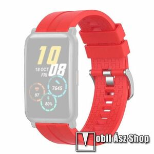 Okosóra szíj - környezetbarát szilikon - PIROS - 122mm + 91mm hosszú, 20mm széles - SAMSUNG Galaxy Watch 42mm / Amazfit GTS / Galaxy Watch3 41mm / HUAWEI Watch GT 2 42mm / Galaxy Watch Active / Active 2 kép