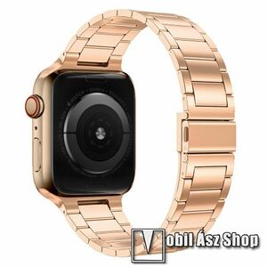 Fém okosóra szíj - ROSE GOLD - rozsdamentes acél, csatos, 189mm hosszú - Apple Watch Series 1/2/3 38mm / 4/5/6/SE 40mm / 7/8/9 41mm / 10 42mm kép