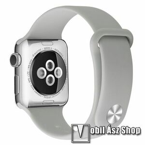 Okosóra szíj - szilikon - SZÜRKE - 119mm + 105mm hosszú - Apple Watch Series 1/2/3 38mm / 4/5/6/SE 40mm / 7/8/9 41mm / 10 42mm kép