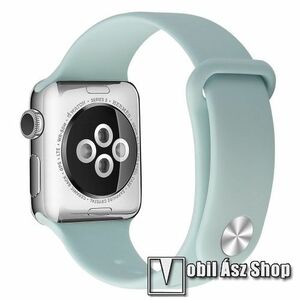 Okosóra szíj - szilikon - VILÁGOSKÉK - 119mm + 105mm hosszú - Apple Watch Series 1/2/3 38mm / 4/5/6/SE 40mm / 7/8/9 41mm / 10 42mm kép