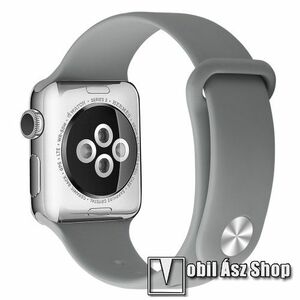 Okosóra szíj - szilikon - SZÜRKE - 125mm + 109mm hosszú - Apple Watch Series 1/2/3 42mm / 4/5/6/SE 44mm / 7/8 45mm / 10 46mm / Ultra / Ultra 2 49mm kép