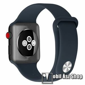Okosóra szíj - szilikon - KÉK - 125mm + 109mm hosszú - Apple Watch Series 1/2/3 42mm / 4/5/6/SE 44mm / 7/8 45mm / 10 46mm / Ultra / Ultra 2 49mm kép