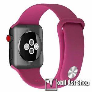 Okosóra szíj - szilikon - MAGENTA - 125mm + 109mm hosszú - Apple Watch Series 1/2/3 42mm / 4/5/6/SE 44mm / 7/8 45mm / 10 46mm / Ultra / Ultra 2 49mm kép