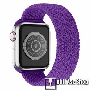 Okosóra szíj - fonott szövet körpánt - LILA - L-es méret, sztreccses 160mm-240mm-ig nyúlik - Apple Watch Series 1/2/3 42mm / 4/5/6/SE 44mm / 7/8 45mm / 10 46mm / Ultra / Ultra 2 49mm kép