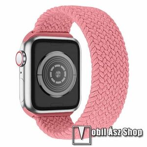Okosóra szíj - fonott szövet körpánt - RÓZSASZÍN - L-es méret, sztreccses 150mm-220mm-ig nyúlik - Apple Watch Series 1/2/3 38mm / 4/5/6/SE 40mm / 7/8/9 41mm / 10 42mm kép