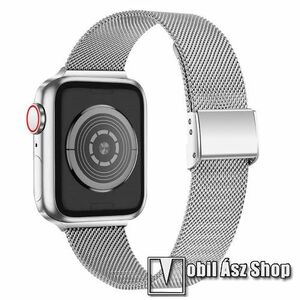 Fém milánói okosóra szíj - rozsdamentes acél, fém háló kialakítás, csatos - EZÜST - Apple Watch Series 1/2/3 42mm / 4/5/6/SE 44mm / 7/8 45mm / 10 46mm / Ultra / Ultra 2 49mm kép