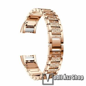 Okosóra szíj - ROSE GOLD - rozsdamentes acél, strassz kővel díszített - Fitbit Charge 2 / Charge 2 HR kép