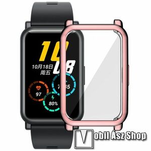 Okosóra szilikon védő tok / keret - GALVANIZÁLT RÓZSASZÍN - Szilikon előlapvédő is! - HUAWEI Honor Watch ES kép