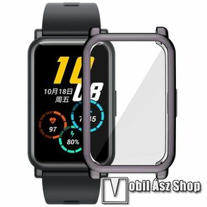 Okosóra szilikon védő tok / keret - GALVANIZÁLT SÖTÉTSZÜRKE - Szilikon előlapvédő is! - HUAWEI Honor Watch ES kép