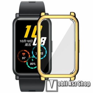 Okosóra szilikon védő tok / keret - GALVANIZÁLT ARANY - Szilikon előlapvédő is! - HUAWEI Honor Watch ES kép