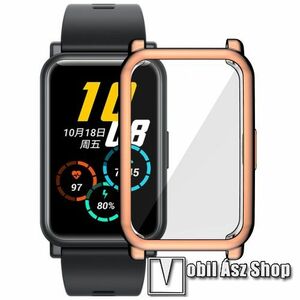 Okosóra szilikon védő tok / keret - GALVANIZÁLT ROSE GOLD - Szilikon előlapvédő is! - HUAWEI Honor Watch ES kép
