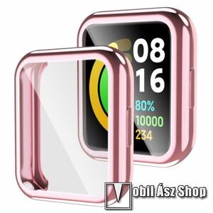 Okosóra szilikon védő tok / keret - GALVANIZÁLT RÓZSASZÍN - Szilikon előlapvédő is! - Xiaomi Redmi Watch 2 / Poco Watch kép