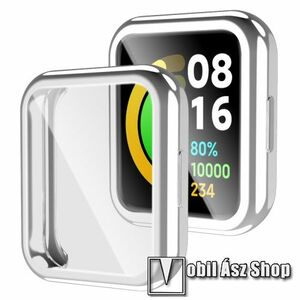 Okosóra szilikon védő tok / keret - GALVANIZÁLT EZÜST - Szilikon előlapvédő is! - Xiaomi Redmi Watch 2 / Poco Watch kép