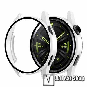 Okosóra műanyag védő tok / keret - FEHÉR - 9H edzett üveg előlap védő is! - HUAWEI Watch GT 3 46mm kép