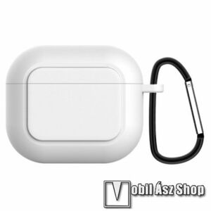 Szilikon védő tok Apple AirPods 3 MME73ZM/A - karabiner, töltőnyílás, vezetéknélküli töltés táomgatás - FEHÉR kép