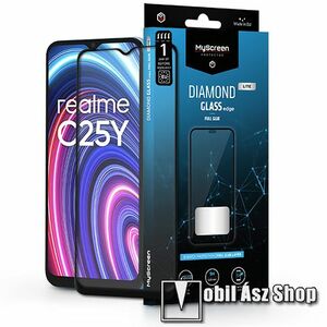 MYSCREEN DIAMOND GLASS LITE EDGE előlap védő karcálló edzett üveg - FEKETE - 9H, 0.33 mm, A teljes felületén tapad - A TELJES KIJELZŐT VÉDI! - Realme C21 / C21Y / C25 / C25Y - GYÁRI kép