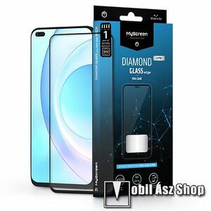MYSCREEN DIAMOND GLASS LITE EDGE előlap védő karcálló edzett üveg - FEKETE - 9H, 0.33 mm, A teljes felületén tapad - A TELJES KIJELZŐT VÉDI! - HUAWEI nova 8i / Honor 50 Lite / Honor X20 - GYÁRI kép