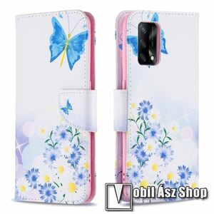 Notesz / mappa tok - PILLANGÓ / VIRÁG MINTÁS - oldalra nyíló, rejtett mágneses záródás, belső zseb, asztali tartó funkció, szilikon belső - Oppo F19 / A74 4G kép