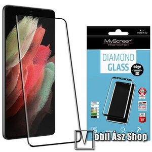 MYSCREEN DIAMOND GLASS EDGE előlap védő karcálló edzett üveg - FEKETE - 9H, 0.33 mm, 3D - A TELJES KIJELZŐT VÉDI! - SAMSUNG Galaxy S22 Ultra 5G (SM-S908) - GYÁRI kép