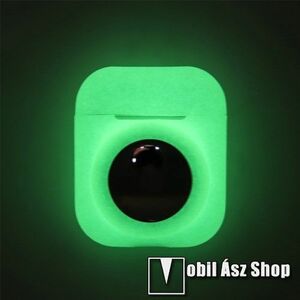 Szilikon védő tok Apple AirPods / Airpods 2/ Apple AirTag-hez - töltőnyílás - FLUORESZKÁLÓ ZÖLD kép