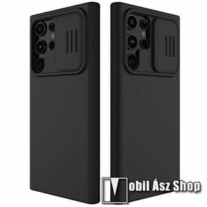 NILLKIN CAMSHIELD műanyag védőtok, szilikon betétes, kamera védő fedéllel, mikroszálas szövettel bevont belsővel, ERŐS VÉDELEM - FEKETE - SAMSUNG Galaxy S22 Ultra 5G (SM-S908) - GYÁRI kép