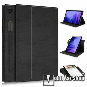 Notesz tok/ mappa tok - FEKETE - mágneses záródás, asztali tartó funkcióval, PU bőrrel bevont, 360°-ban elforgatható, ceruzatartó, műanyag belső - SAMSUNG Galaxy Tab A7 10.4 (2020) (SM-T500/T505) / (2022) (SM-T509) kép