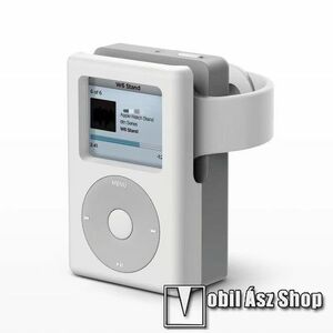 Okosóra asztali töltő állvány / dokkoló - szilikon, kábelelvezető, a töltő NEM TARTOZÉK! - IPOD MINTA - FEHÉR / SZÜRKE - Apple Watch Series 1 / 2 / 3 / 4 / 5 / 6 / 7 / SE kép